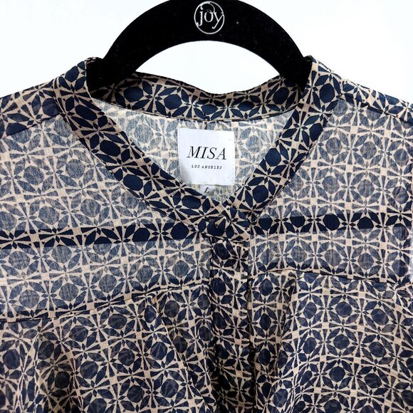 MISA Los Angeles Mini Dress Size Large Chiffon Ruffle Tiered Button Front - Picture 12 of 13